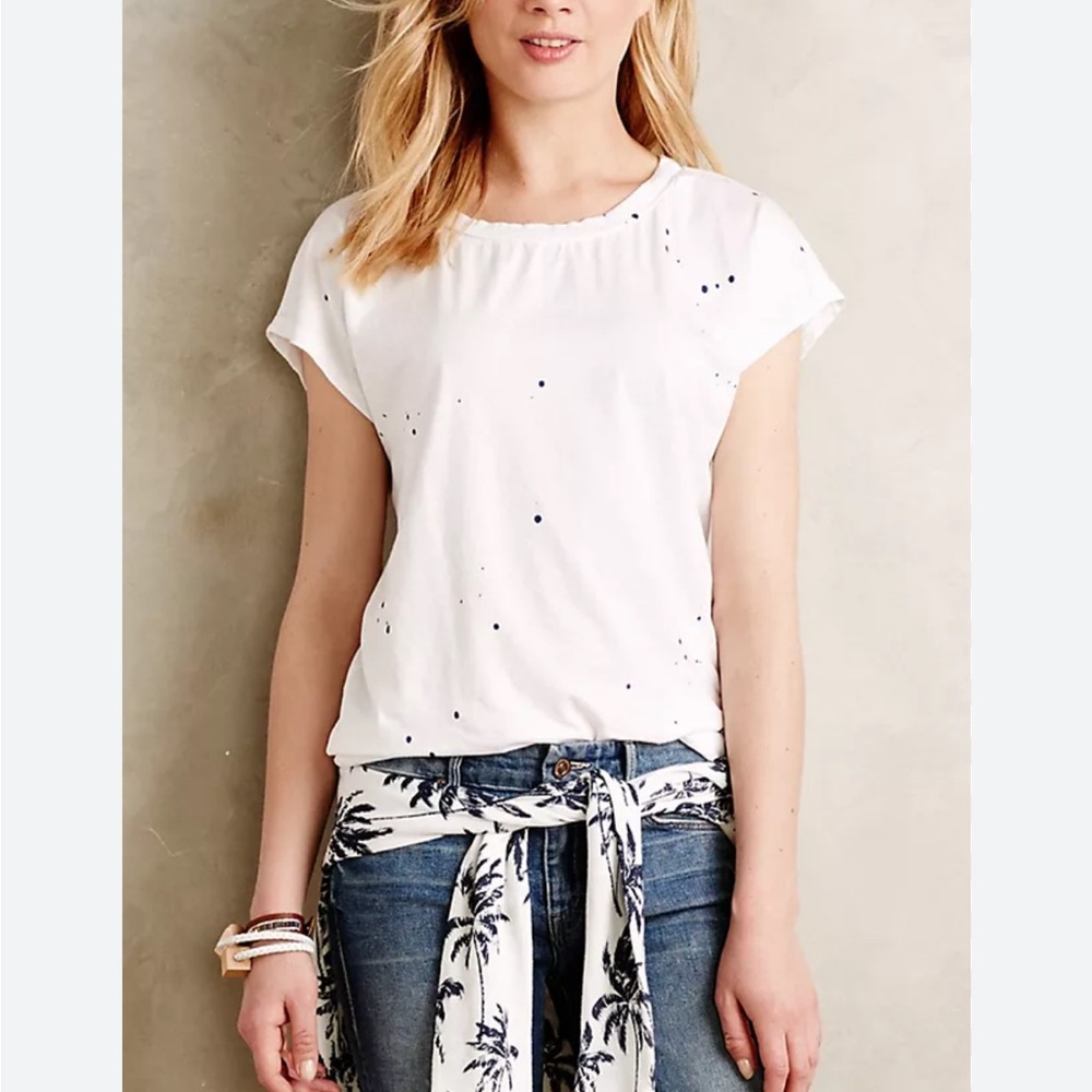 Sol Angeles White Paint Splatter Graphic T-Shirt Size XS Short Sleeve Tee